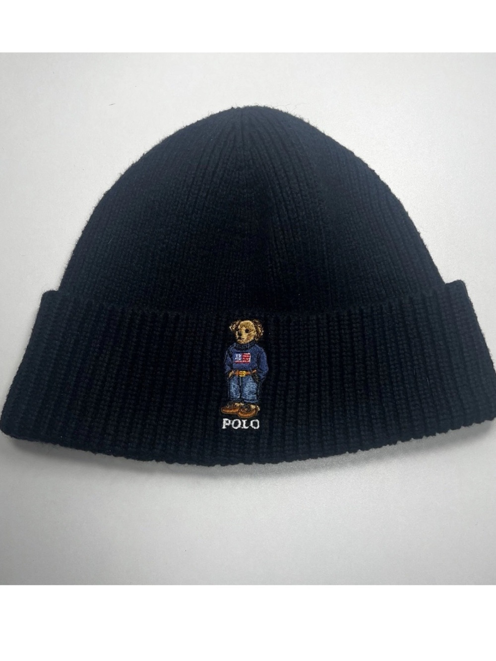 POLO RALPH LAUREN  Denim Gear on BEAR Beanie Hat Ski Cap - Navy Blue Adult